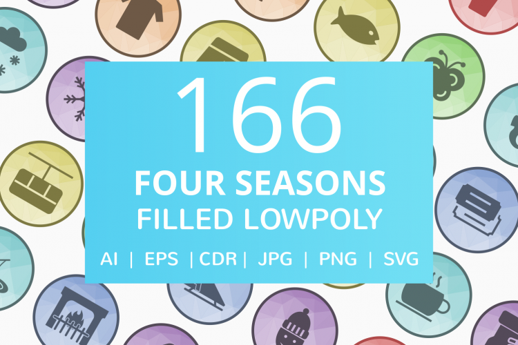 166 Four Seasons Filled Low Poly Icons