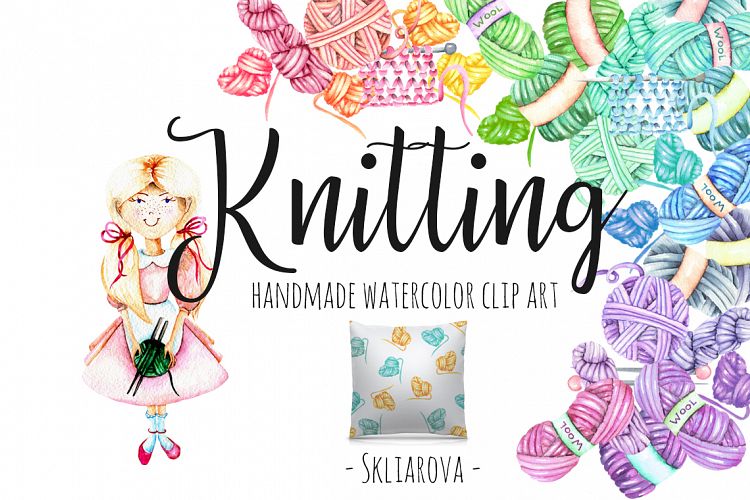Knitting Watercolor Clip art