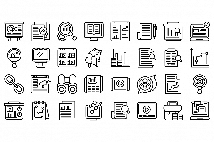 Market studies icons set, outline style example image 1