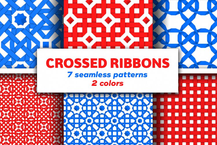 Crossed ribbons. Seamless patterns
