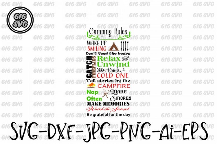 Camping Rules SVG, DXF, Ai, PNG