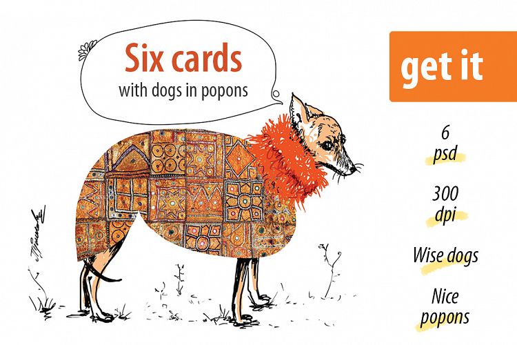 Dogs in popons - 6 cards