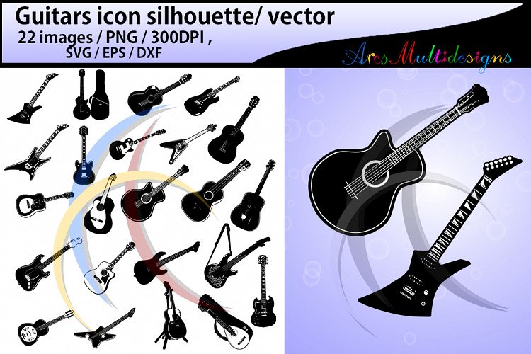 Guitars silhouette / Guitars svg / guitar icon /Guitars digital clipart / Guitars SVG / EPS / PNG / Dxf / vector icon / special set added