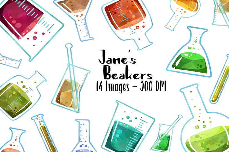 Watercolor Beakers Clipart