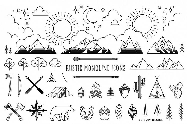 Rustic Monoline Icons and Designs