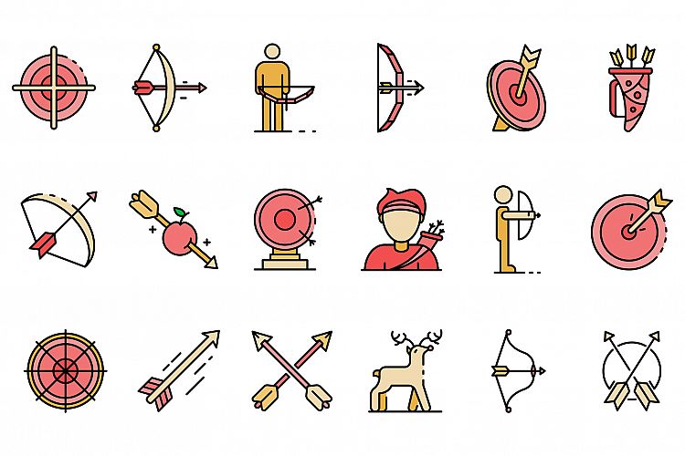 Archery icons set vector flat example image 1