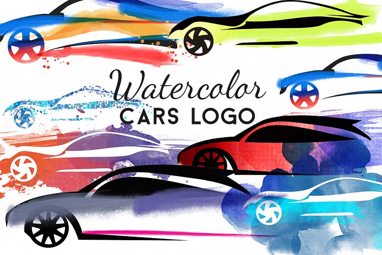 Watercolor cars logo