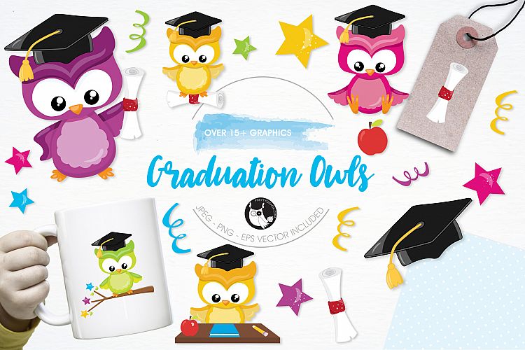 Graduation Owls  graphics and illustrations