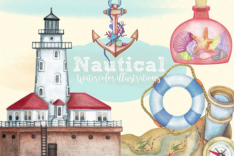 Watercolor Nautical Clipart Images by Whimseez