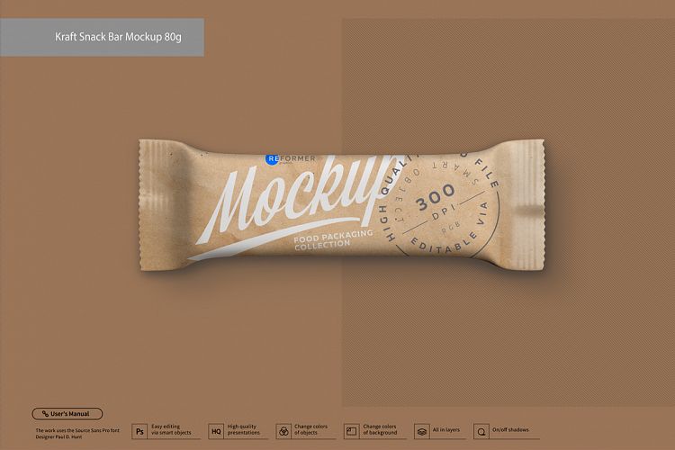 Kraft Snack Bar Mockup 80g