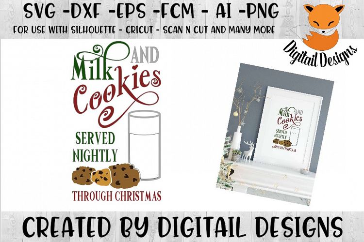 Christmas Milk and Cookies SVG for Silhouette, Cricut