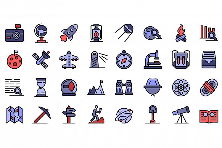 Exploration icons set vector flat example image 1