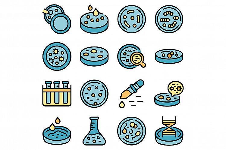 Petri dish icons set vector flat