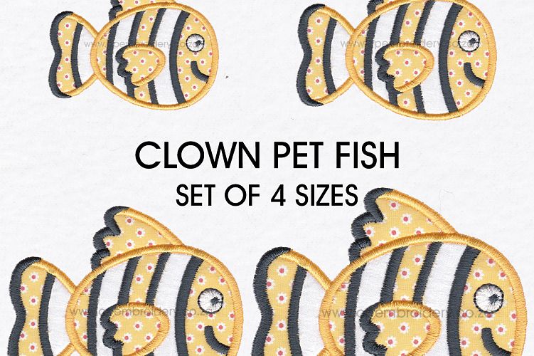 Clown Orange White and Black Pet Fish Applique