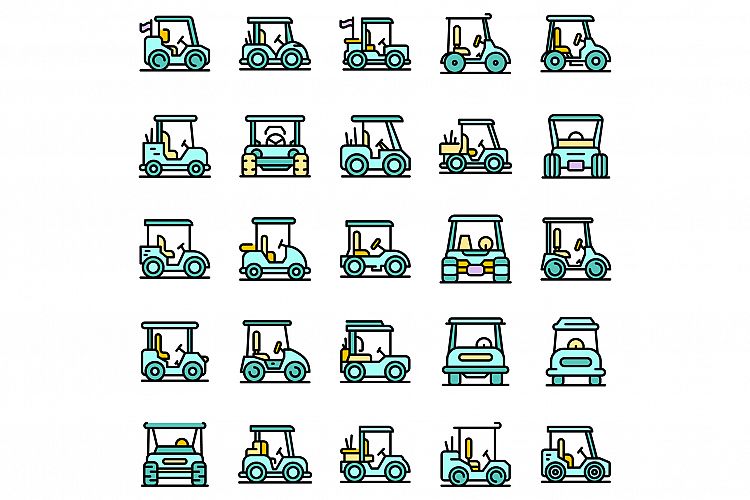 Golf cart icons set vector flat example image 1
