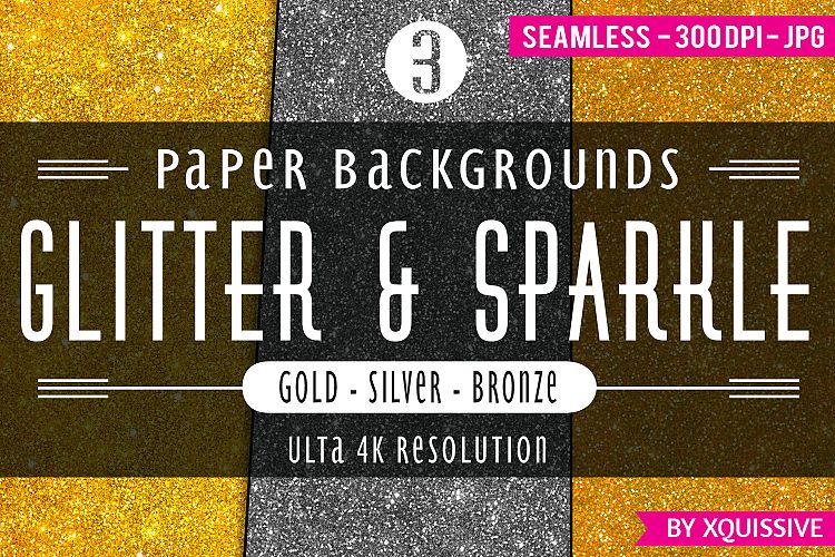 Glitter & Sparkle Paper Backgrounds - Gold / Silver / Bronze bundle