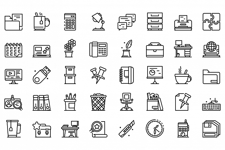 Space organization icons set, outline style example image 1