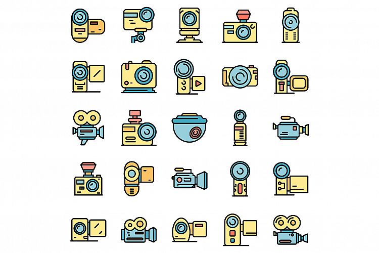 Camcorder icons set vector flat example image 1