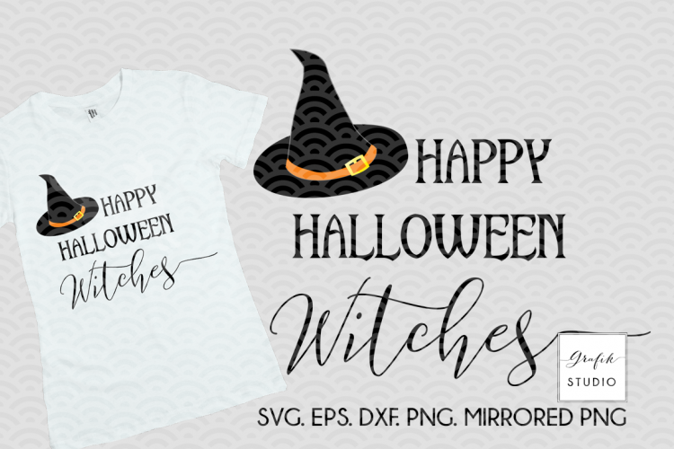 Happy Halloween Witches SVG Cut File, Halloween Cut Files