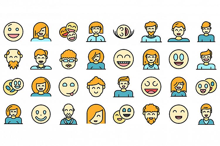 Smiling people icons set vector flat example image 1