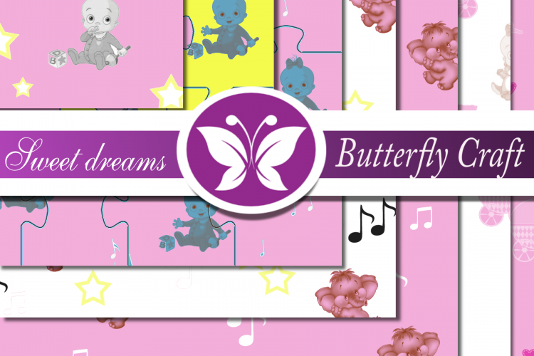 Sweet dreams digital paper, Baby shower paper, Baby girl digital paper, Baby girl printables, Kids paper, goodnight papers, Nursery Papers