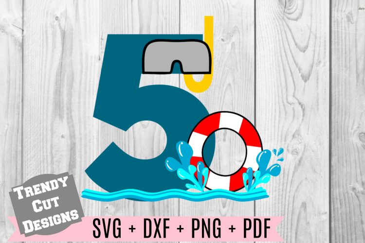 Pool Party Number 5th Birthday SVG