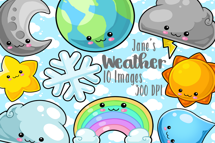Kawaii Space and Weather Clipart