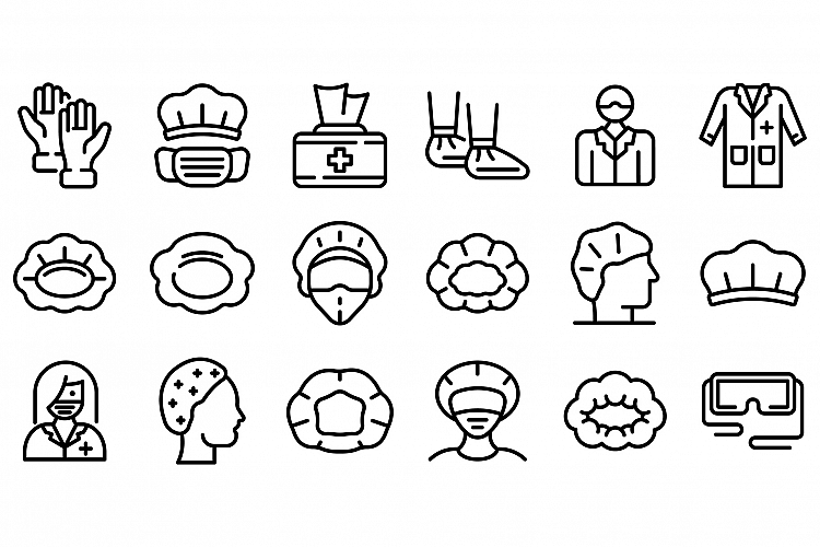 Hair cover icons set, outline style example image 1