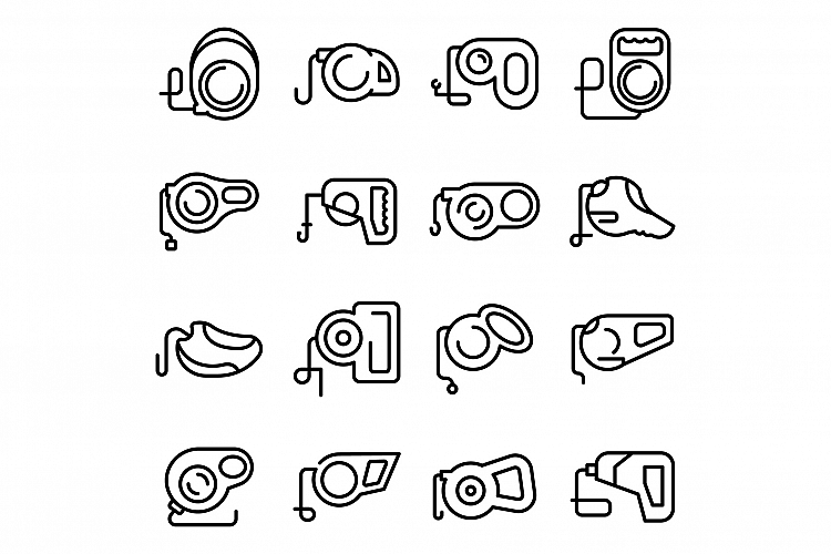 Retractable dog leash icons set, outline style example image 1