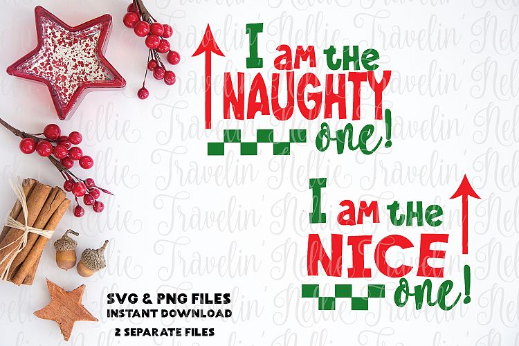 Naughty Nice Twin SVG Santas List Christmas Twins Cut File