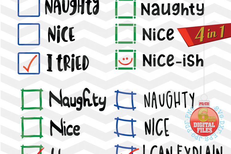 Naughty Nice I Tried SVG -Santas checklist svg - Naughty