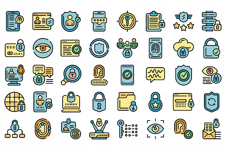 Privacy icons set vector flat