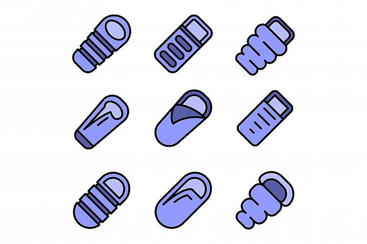 Sleeping bag icons vector flat example image 1