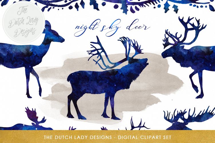 Deer, Reindeer & Moose Clipart Set