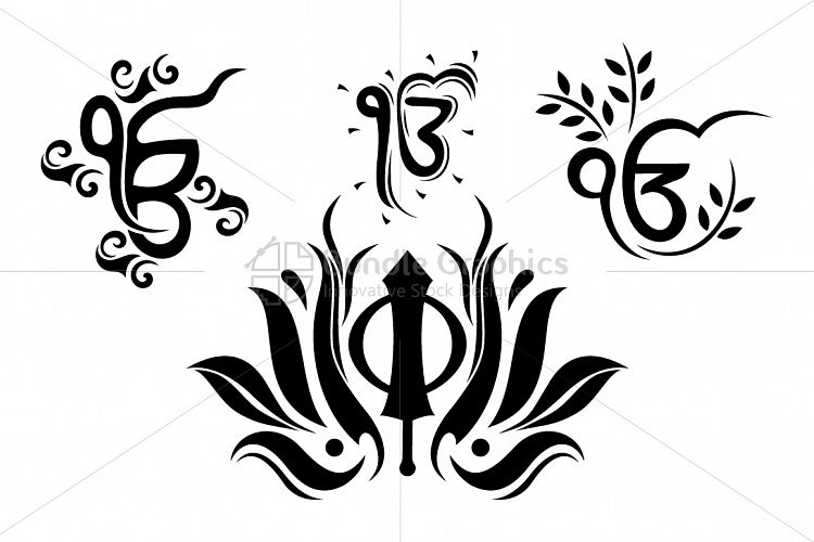 Ik Onkar Khanda Sahib - Sikh Religious Symbol Illustrative set