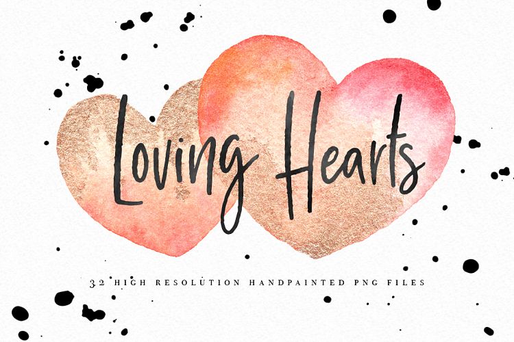 Hearts Watercolor Graphic Set