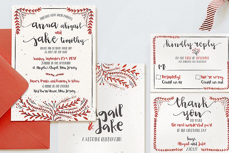 Watercolor Floral Invitation Suite