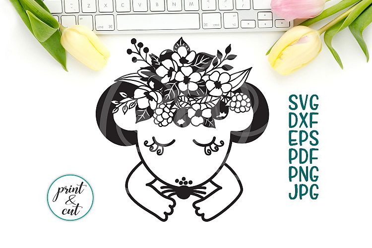 Floral Mouse Face cut file printable svg dxf png pdf design