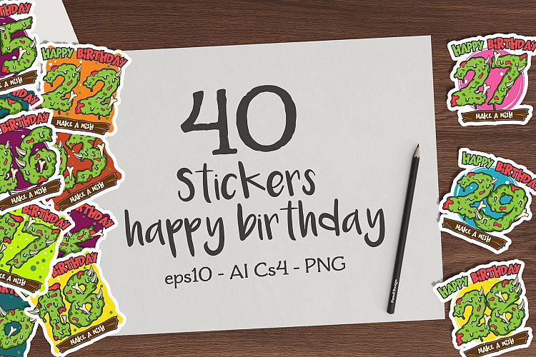 40 birthday stickers