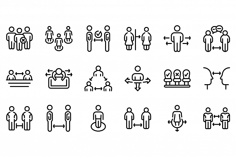 Keep distance icons set, outline style example image 1