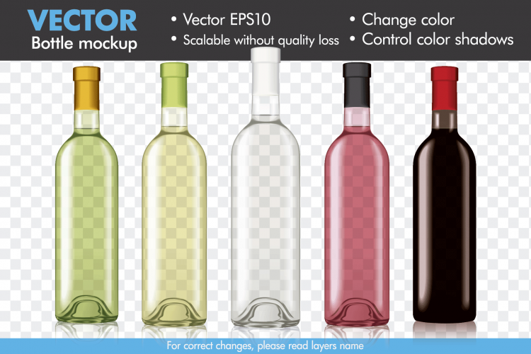 Vector Wine Bottle Mock-up Mockup Template