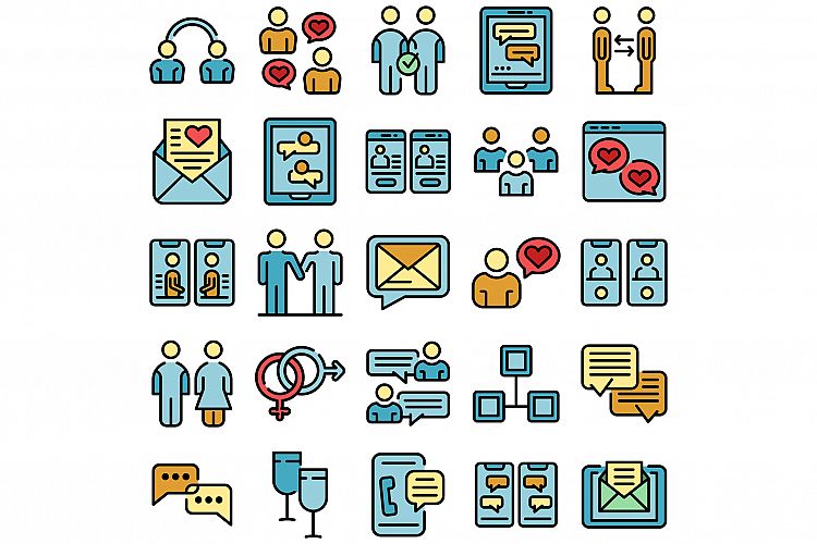 Acquaintance icons set vector flat example image 1