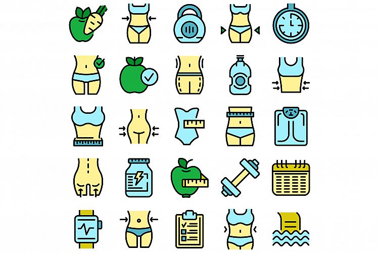 Slimming icons set vector flat example image 1