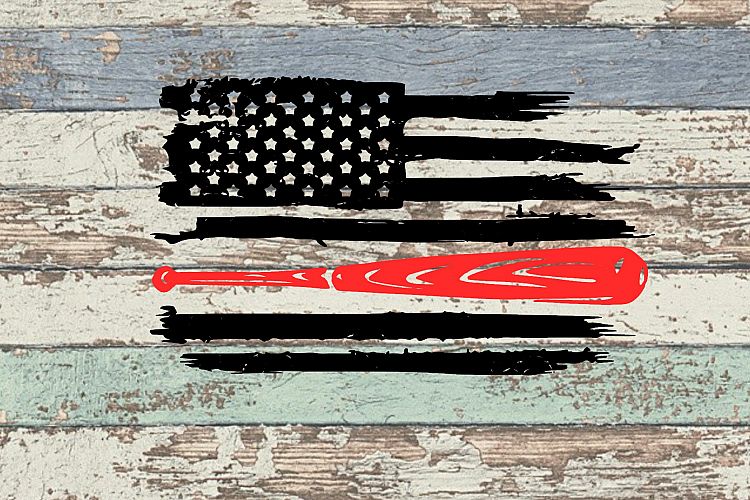 Baseball Bat Distressed Flag SVG