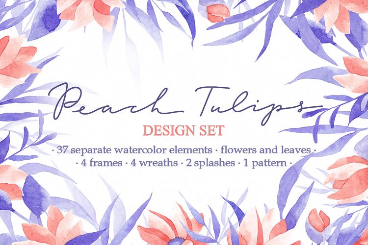 PEACH TULIPS Watercolor Pack