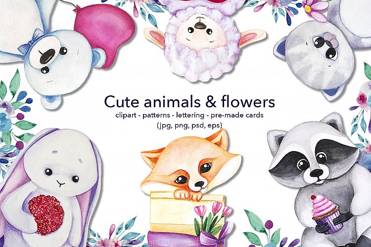 Cute animals & flowers