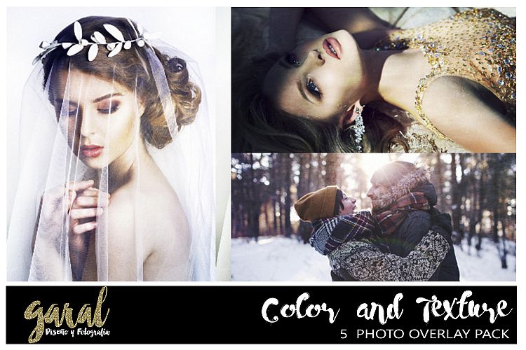 Color & Texture Photoshop Overlays 5 Pack, Photoshop overlay, color effect, soft light effect, Color overlays, texture overlays