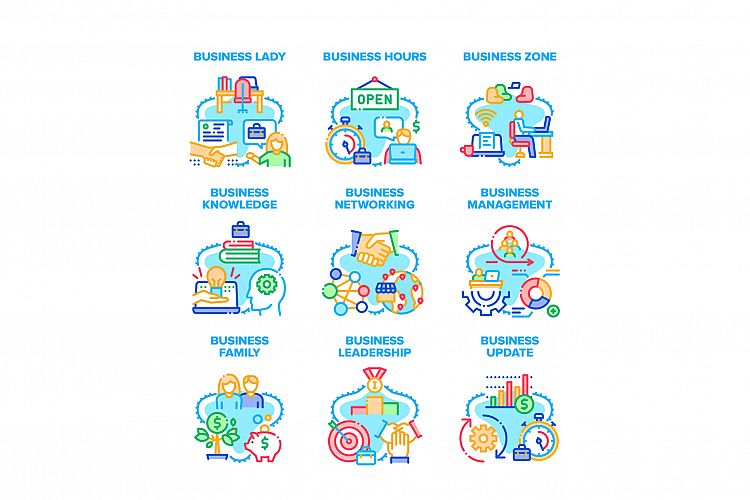 Business Update Set Icons Vector Illustrations example image 1