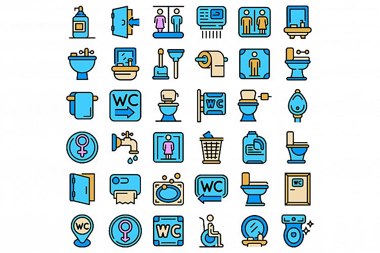 Wc icons set vector flat example image 1