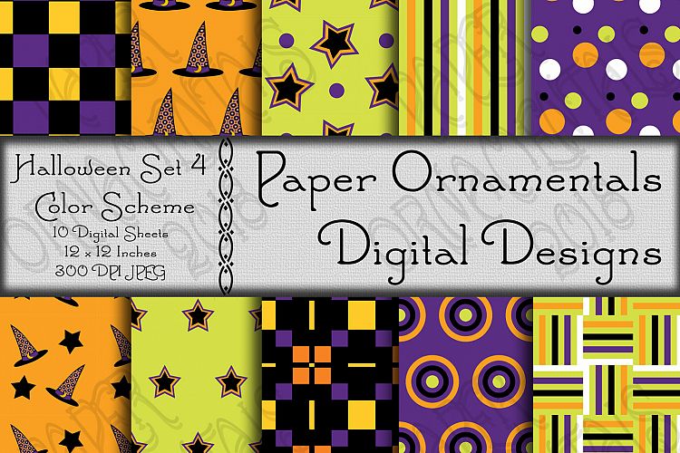 Halloween Geometric Patterns Set 4Digital Paper